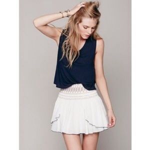 Free People 'Lip Smocking Good' Embroidered Skirt